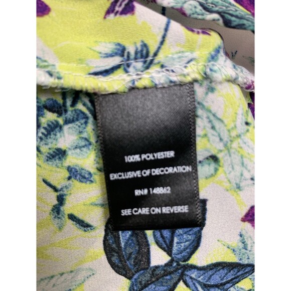 Torrid Georgette Chain-Link Cold Shoulder Boho Blouse Size 4 Purple Green Floral - Picture 4 of 7